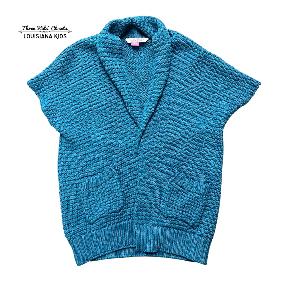 RuffleButts 4T/5 Teal Blue Open Knit Sweater Vest